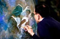 نقاشی روح‌الامین به مناسبت میلاد حضرت زهرا (س)